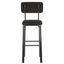 Banco comercial Albar PL-09 negro con respaldo y asiento tapizados, estructura de acero y descansa pies.
