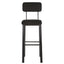 Banco comercial Albar PL-09 negro con respaldo y asiento tapizados, estructura de acero y descansa pies.