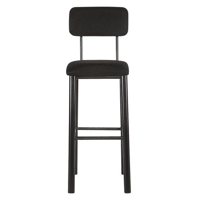 Banco comercial Albar PL-09 negro con respaldo y asiento tapizados, estructura de acero y descansa pies.