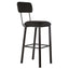 Banco comercial Albar PL-09 negro con respaldo y asiento tapizados, estructura de acero y descansa pies.