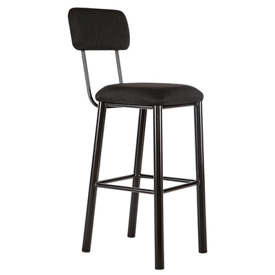 Banco comercial Albar PL-09 negro con respaldo y asiento tapizados, estructura de acero y descansa pies.