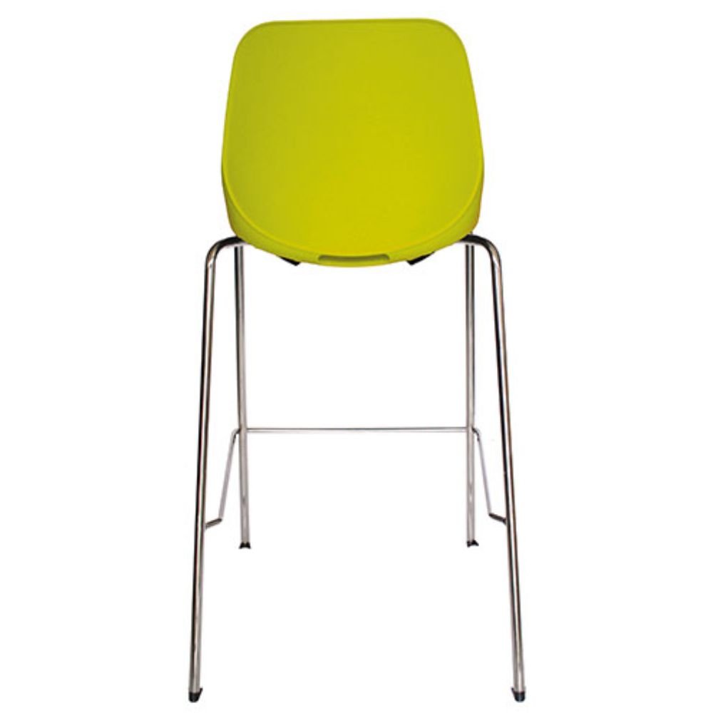 Banco alto Nogal Beat Quick OHV-47 ALTA con estructura de acero cromado, base de cuatro puntas y asiento de polipropileno