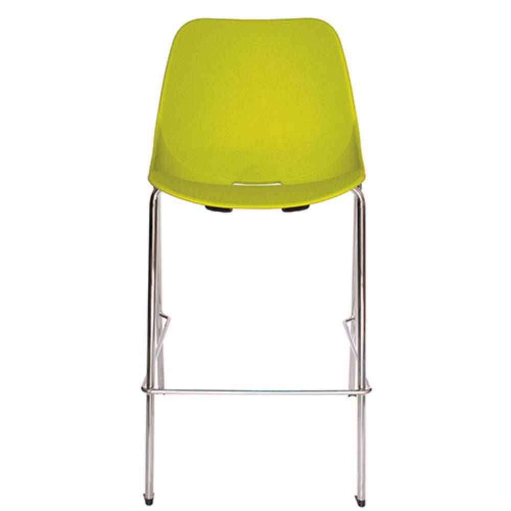Banco alto Nogal Beat Quick OHV-47 ALTA con estructura de acero cromado, base de cuatro puntas y asiento de polipropileno
