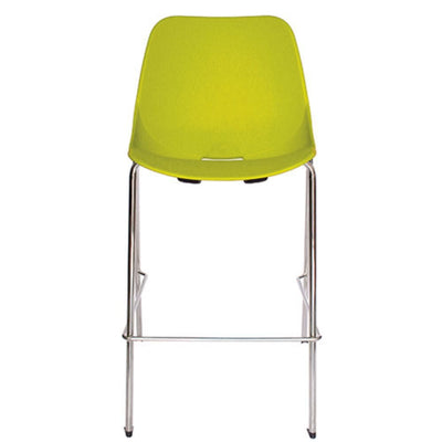 Banco alto Nogal Beat Quick OHV-47 ALTA con estructura de acero cromado, base de cuatro puntas y asiento de polipropileno