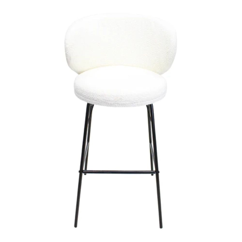 Banco alto Kingstrong Tucson con base metálica negra y asiento y respaldo tapizados de color