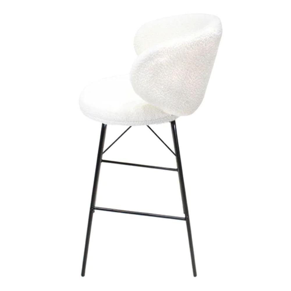 Banco alto Kingstrong Tucson con base metálica negra y asiento y respaldo tapizados de color