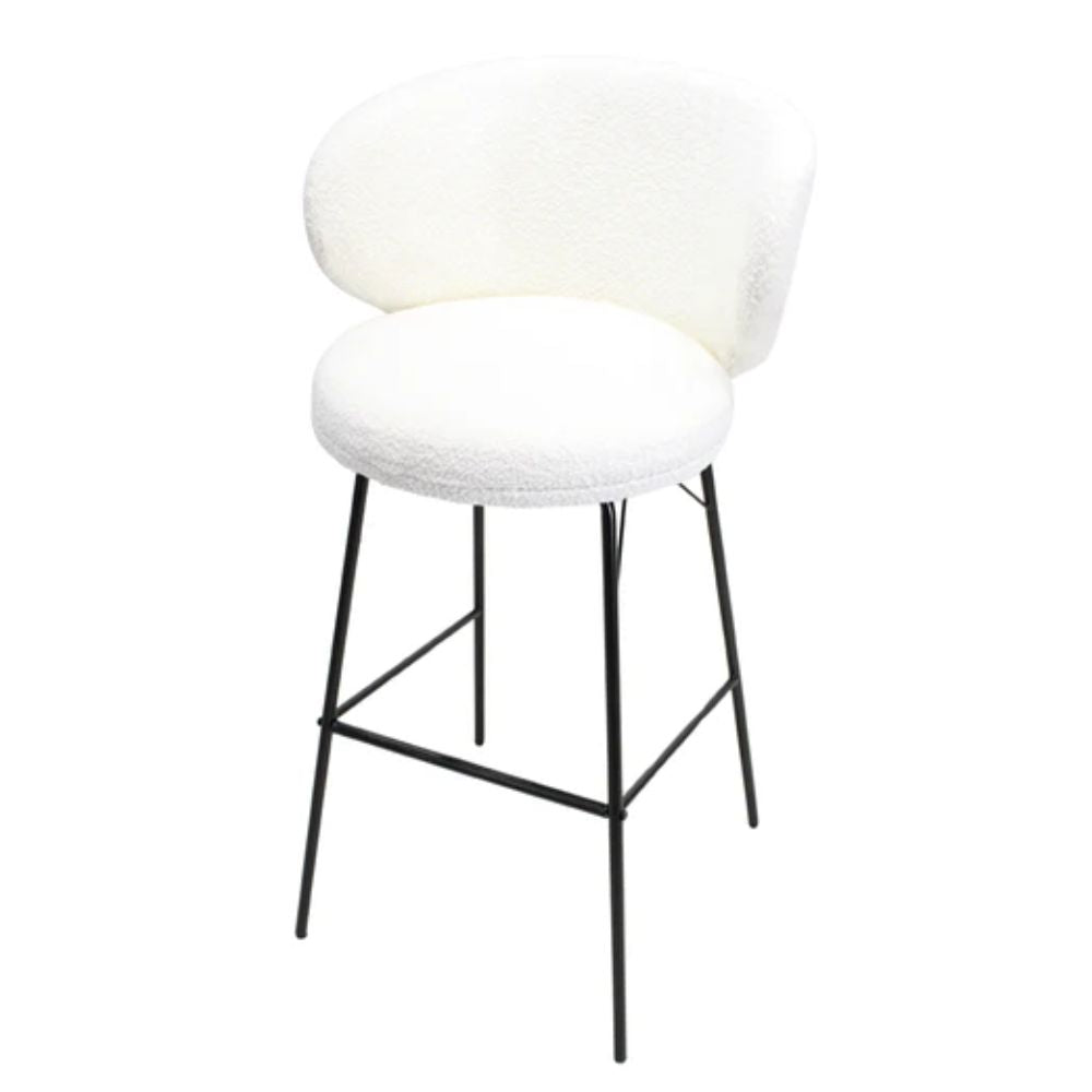 Banco alto Kingstrong Tucson con base metálica negra y asiento y respaldo tapizados de color