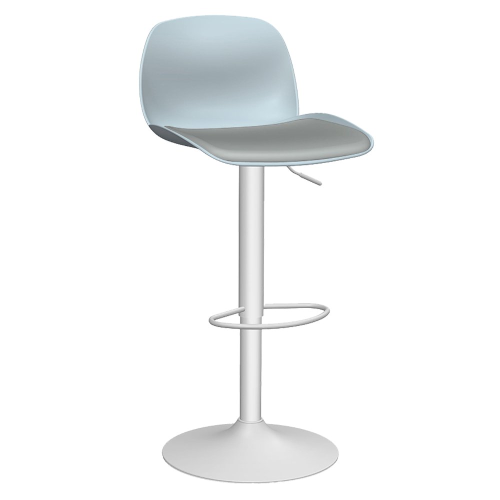 Banco alto Offiho Koln OHV-7216P con altura ajustable, base de plato redondo de acero y descansa pies.