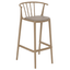 Banco alto Resol Woody con asiento tapizado en tejido acrílico y estructura para uso interior y exterior.