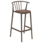 Banco alto Resol Woody con asiento tapizado en tejido acrílico y estructura para uso interior y exterior.