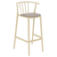 Banco alto Resol Woody con asiento tapizado en tejido acrílico y estructura para uso interior y exterior.