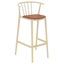 Banco alto Resol Woody con asiento tapizado en tejido acrílico y estructura para uso interior y exterior.