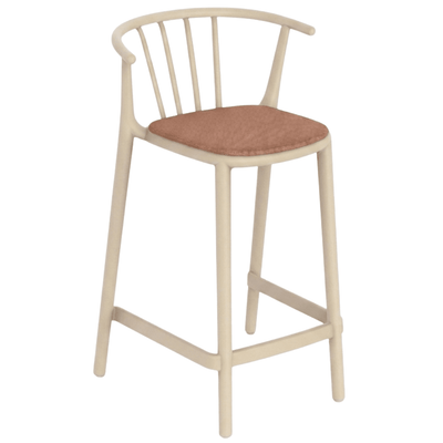 Banco Resol Woody Medio con asiento tapizado en tejido acrílico y estructura para uso interior y exterior.