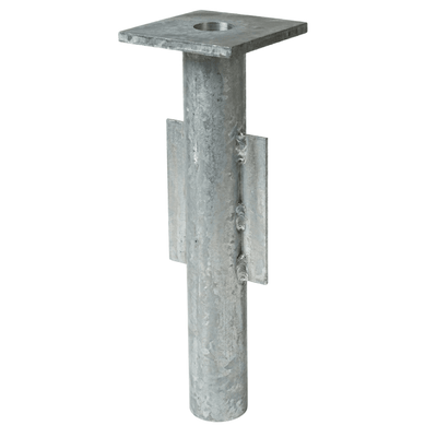 Base empotrable RESOL de acero galvanizado con pletina AISI 316 y tapa de aluminio epoxy blanco para parasol