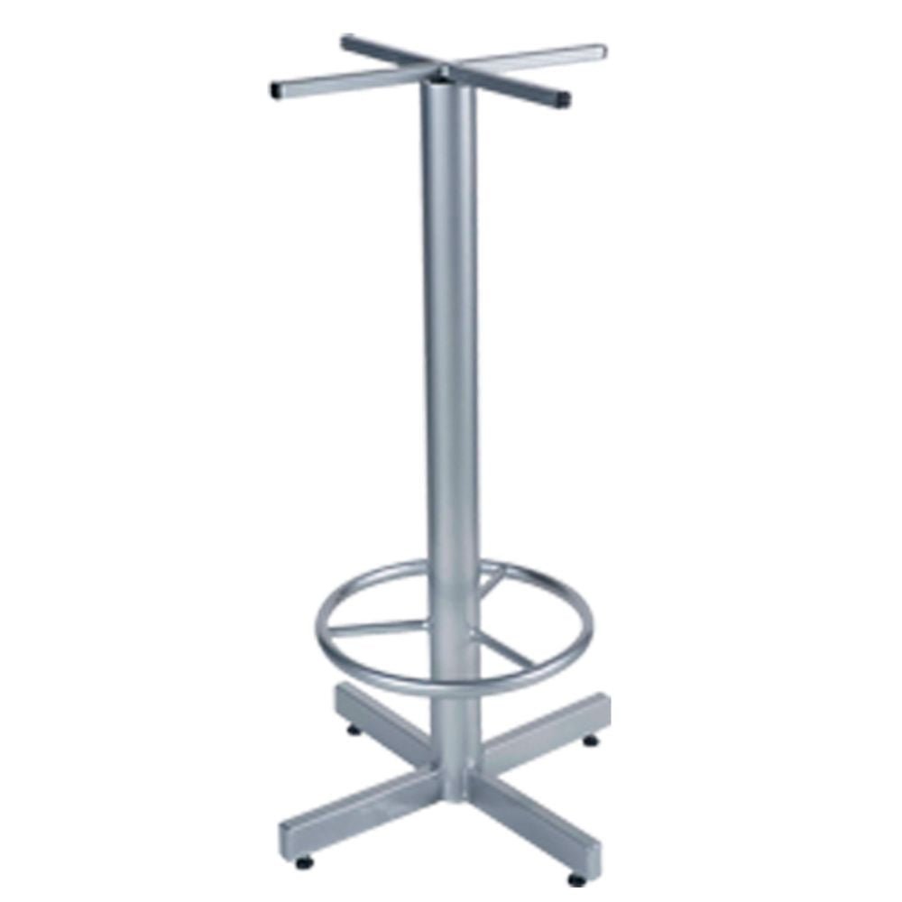 Base cromada ALBAR AR-107 C para mesa en tubo de acero redondo con descansapiés