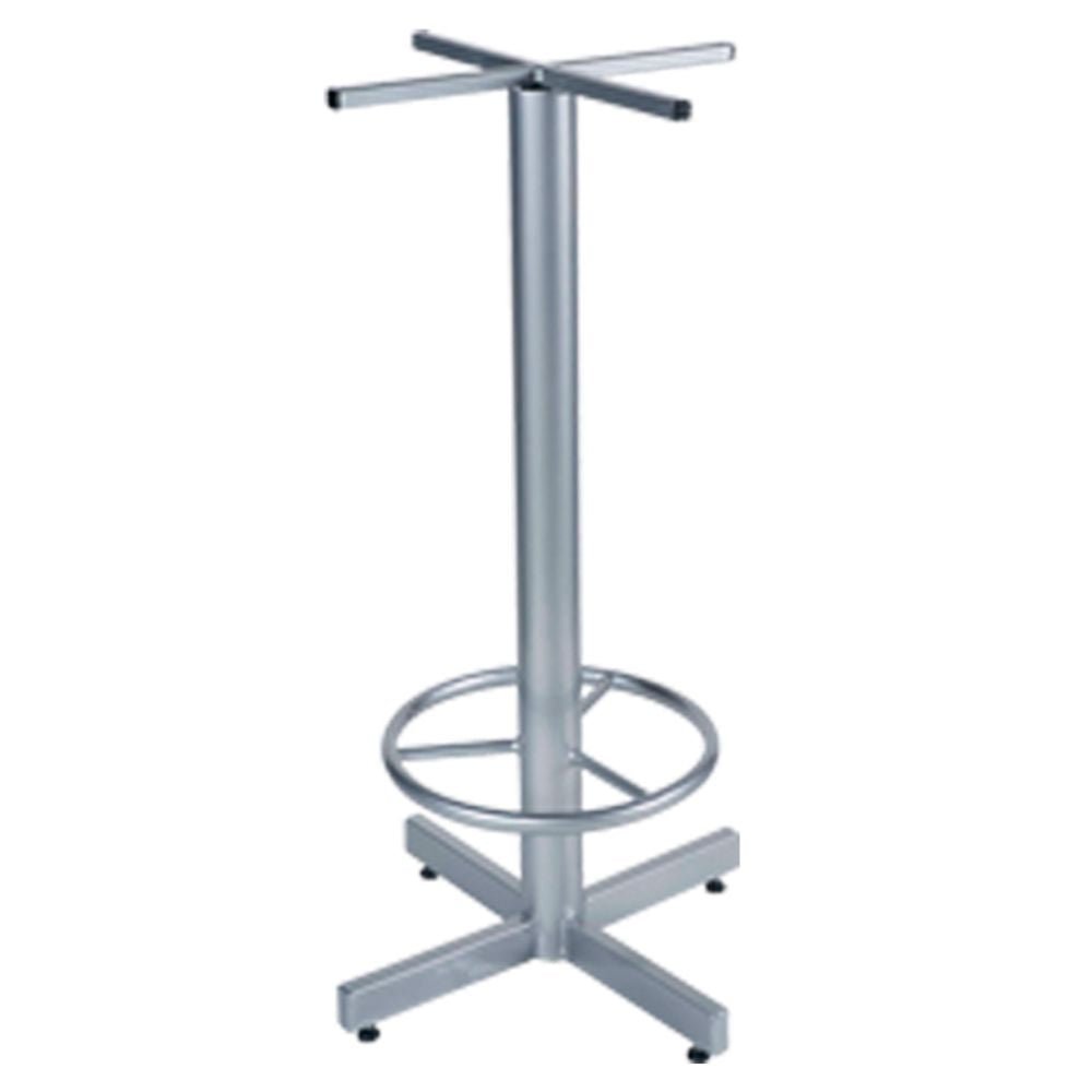 Base de mesa rectangular Albar AR-107 P en tubo de acero redondo con descansa pies, gris metálico y negro