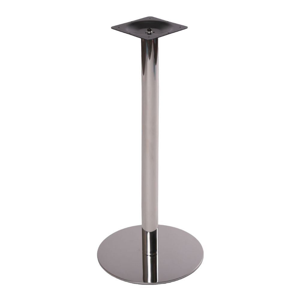 Base GERSA G-3401 para mesa en acero con acabado espejo y perfil tubular