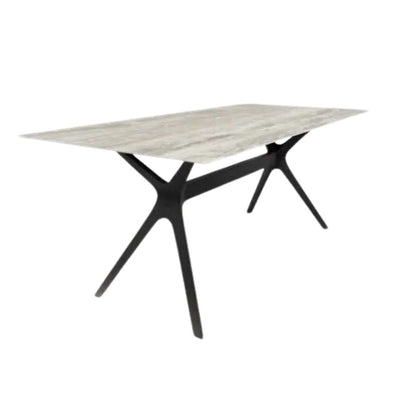 Mesa rectangular RESOL VELA L 200x90 con tapa HPL y pie central de fibra de vidrio enlazado por barra de aluminio