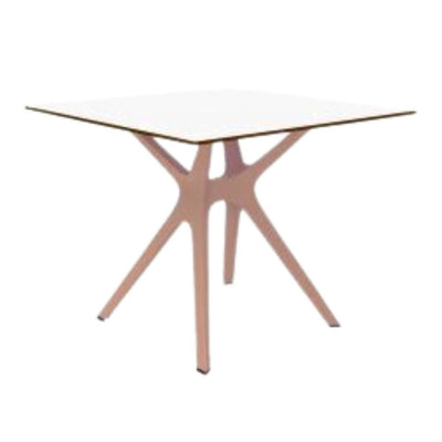 Mesa cuadrada RESOL VELA S 90x90 con tapa HPL y pie central de fibra de vidrio enlazado por barra de aluminio