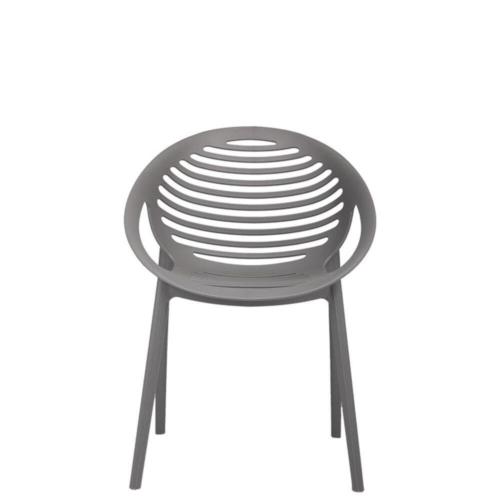 Silla comercial Techno Pixel con concha de polipropileno y respaldo alto para terraza, apilable