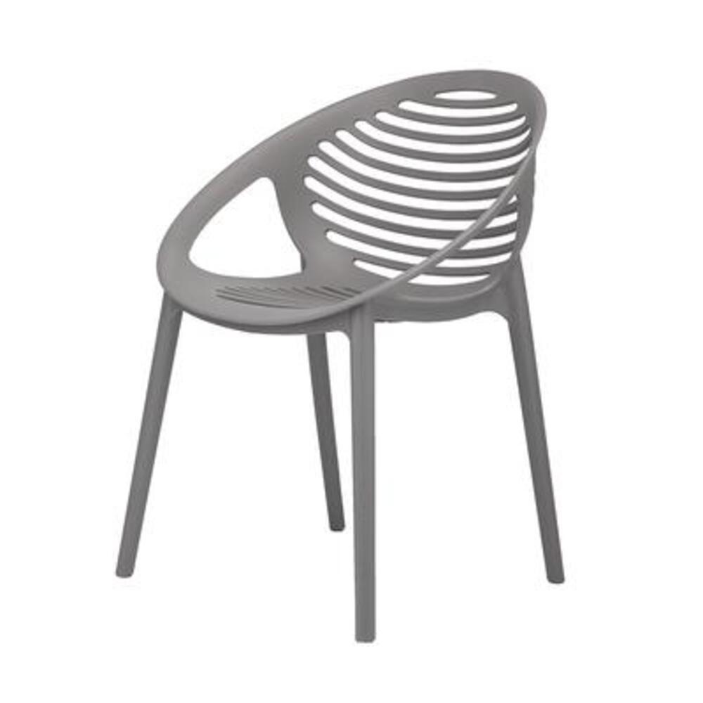 Silla comercial Techno Pixel con concha de polipropileno y respaldo alto para terraza, apilable