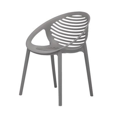 Silla comercial Techno Pixel con concha de polipropileno y respaldo alto para terraza, apilable