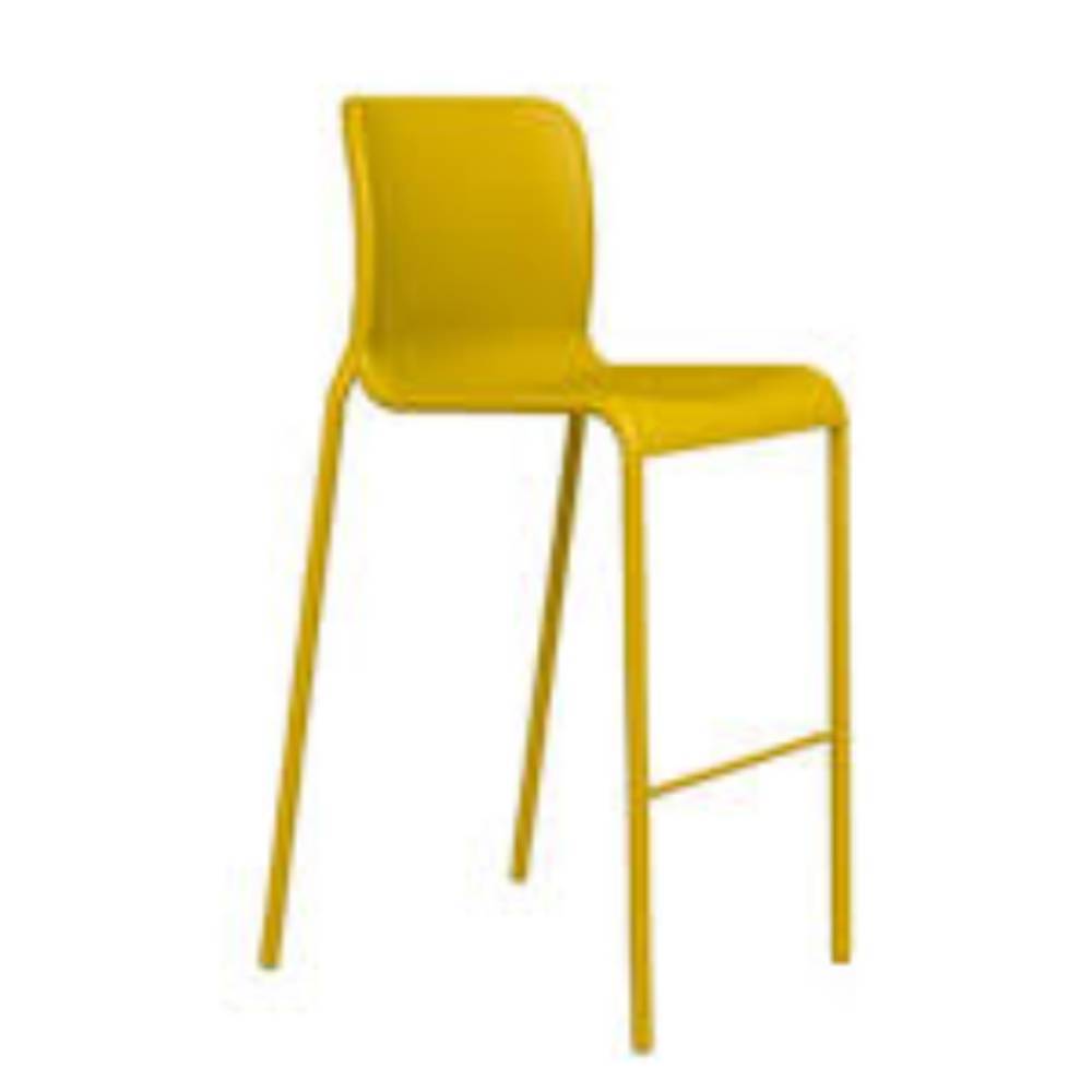 Banco alto Colos Momo 3 con estructura tubular de acero y asiento de lámina de acero de color