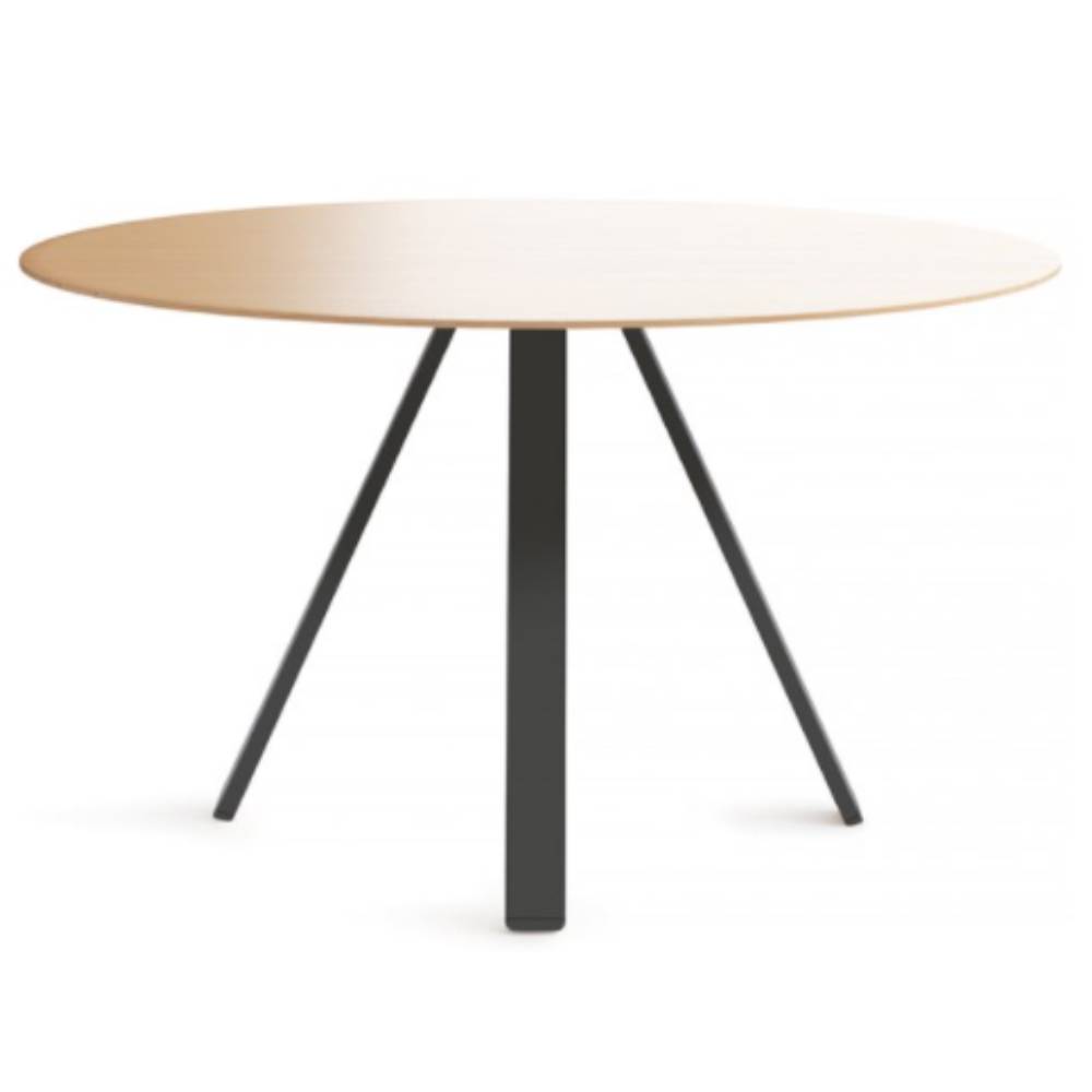 Mesa redonda para cafetería Colos VU B/T-1100 con base tripie metálica y cubierta multicapa laminada HPL