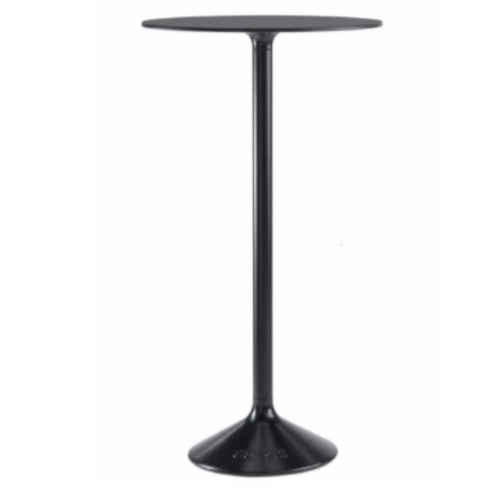Mesa periquera redonda Colos Stato A/T-600 con base de acero y pedestal tubular alto