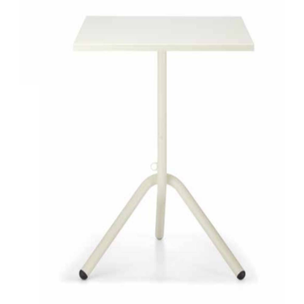 Mesa cuadrada Colos TA 1/Q-600 con estructura tubular de acero y cubierta de lámina troquelada para exterior
