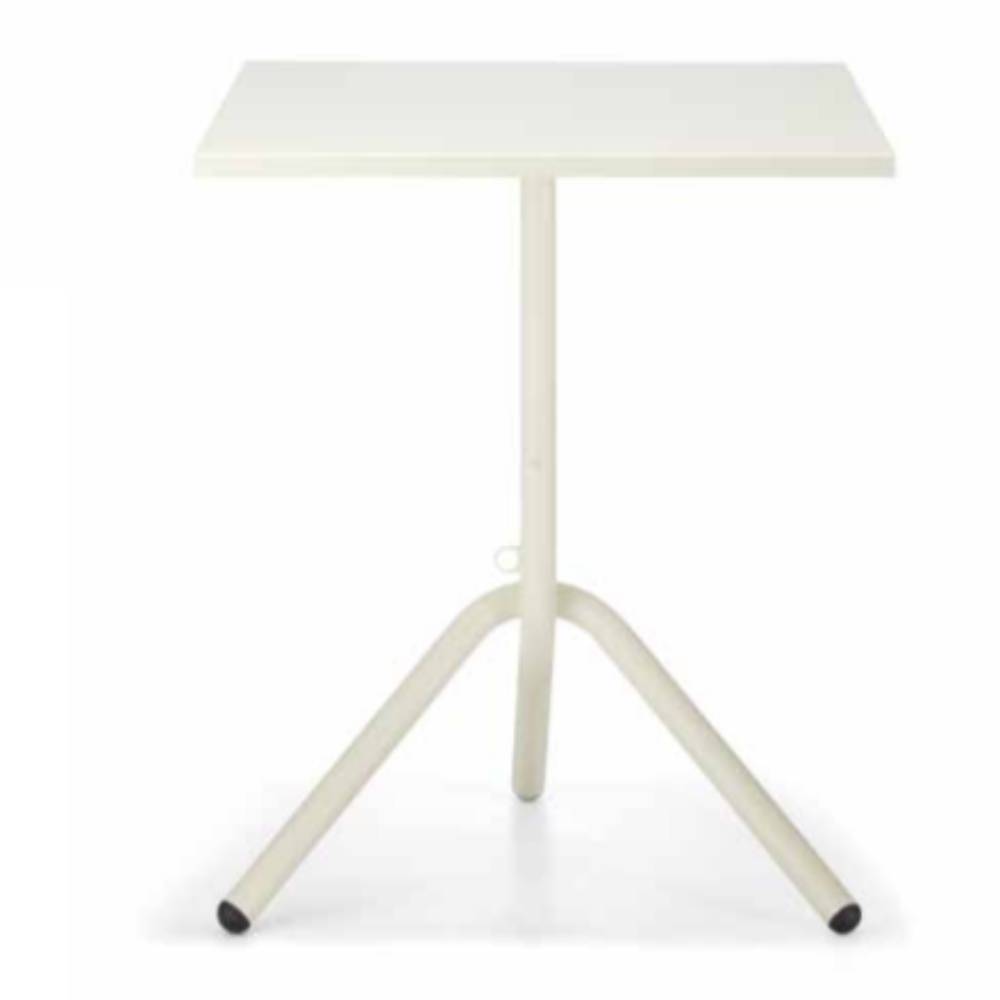 Mesa cuadrada Colos TA 1/Q-700 con estructura tubular de acero y cubierta de lámina troquelada para exterior