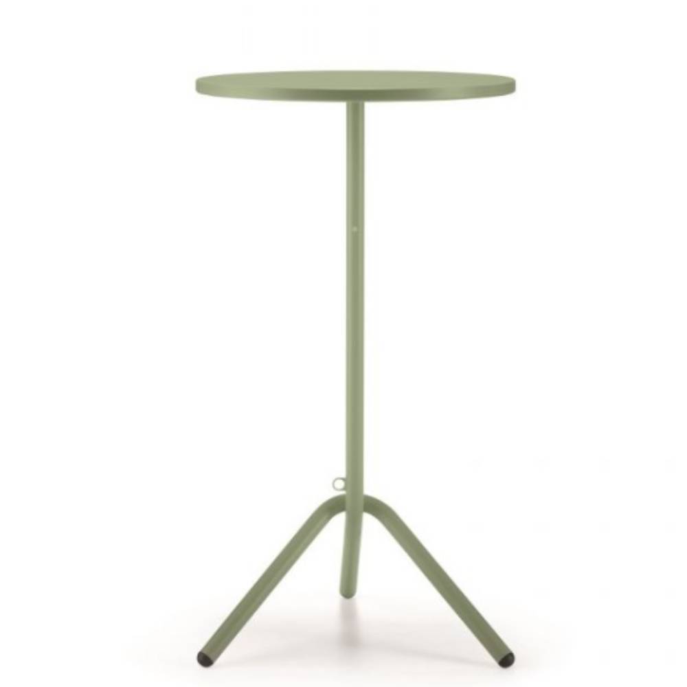 Mesa periquera redonda Colos TA 2-600 con base tubular de acero y cubierta circular troquelada