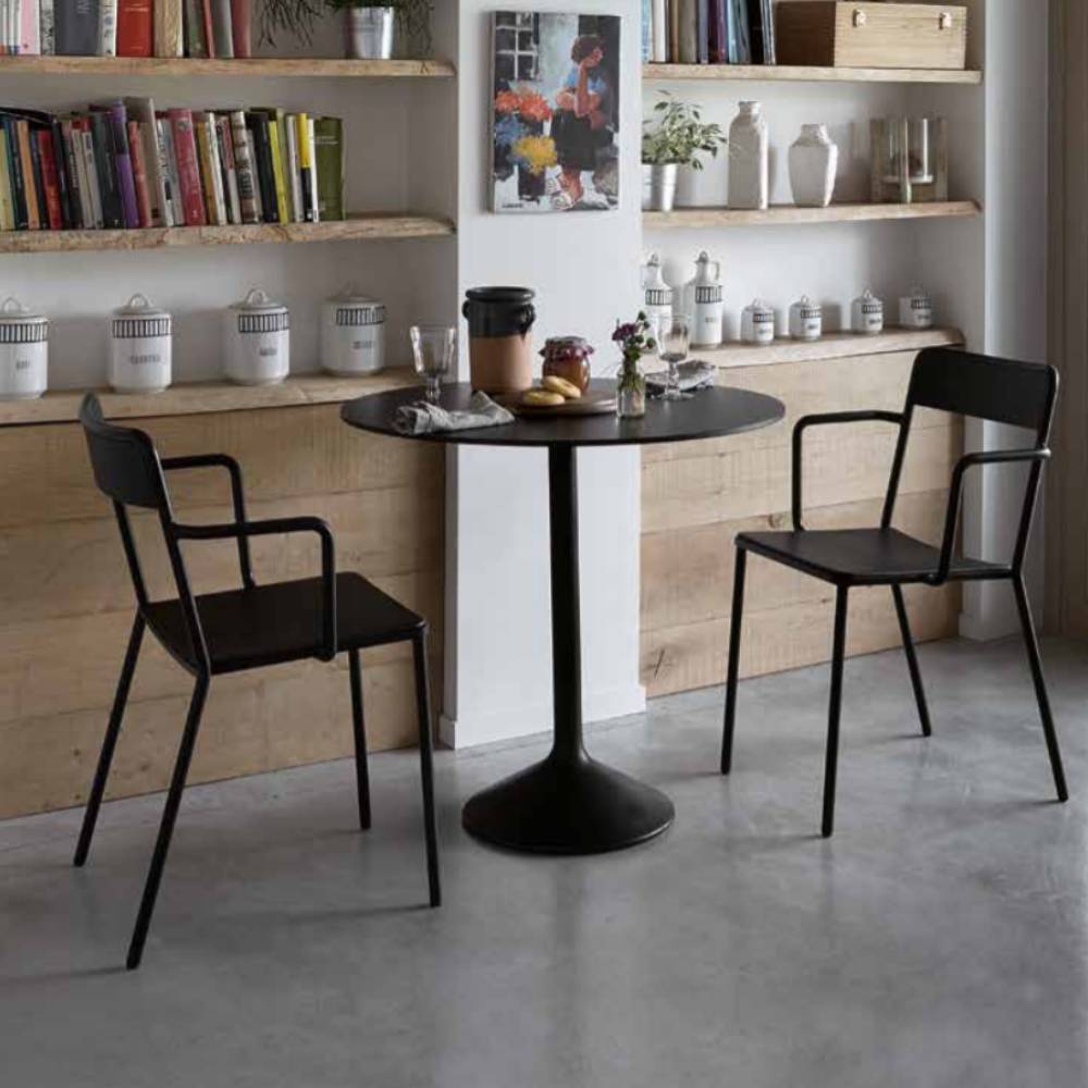 Silla comercial Colos C 1.2/1 de acero tubular galvanizado con pintura epóxica y descansabrazos