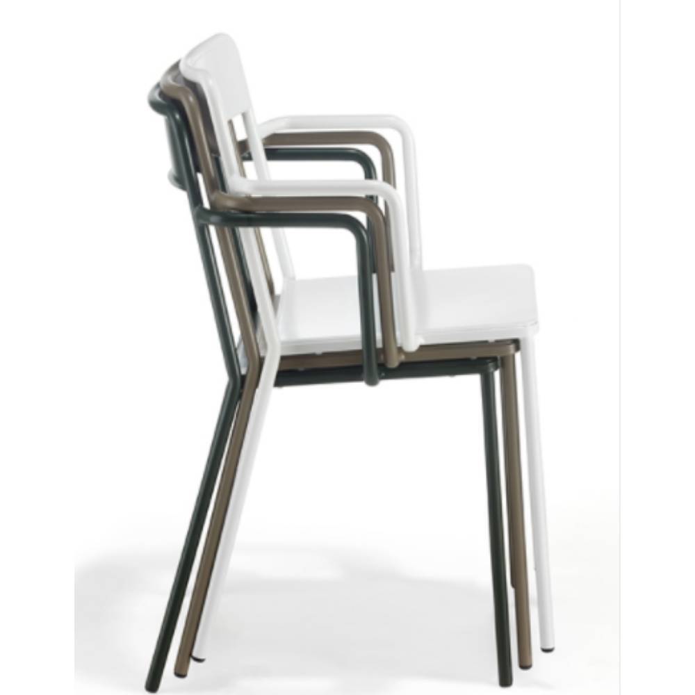 Silla comercial Colos C 1.2/1 de acero tubular galvanizado con pintura epóxica y descansabrazos