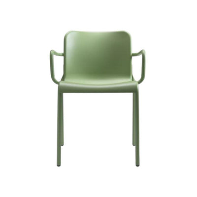 Silla comercial COLOS Momo 2 con descansabrazos, asiento de lámina de acero y estructura tubular redonda