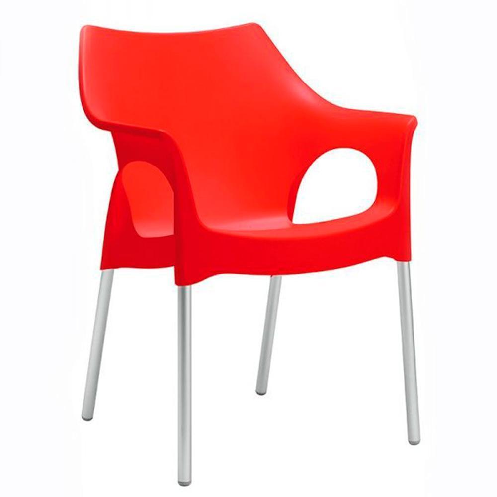 Silla comercial Labenze Ola con asiento de polipropileno y estructura de aluminio sin brazos