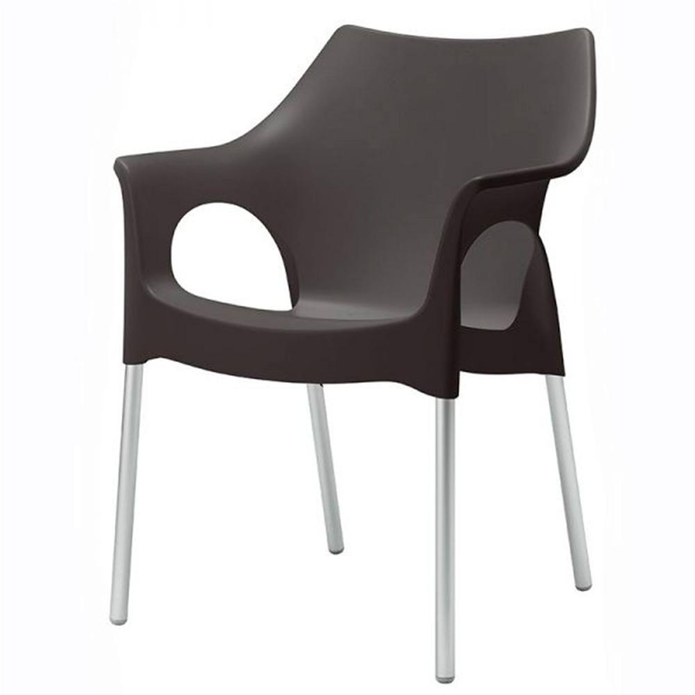 Silla comercial Labenze Ola con asiento de polipropileno y estructura de aluminio sin brazos