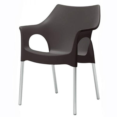 Silla comercial Labenze Ola con asiento de polipropileno y estructura de aluminio sin brazos