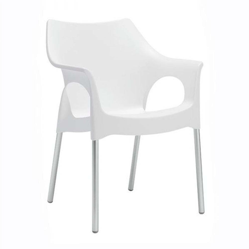 Silla comercial Labenze Ola con asiento de polipropileno y estructura de aluminio sin brazos