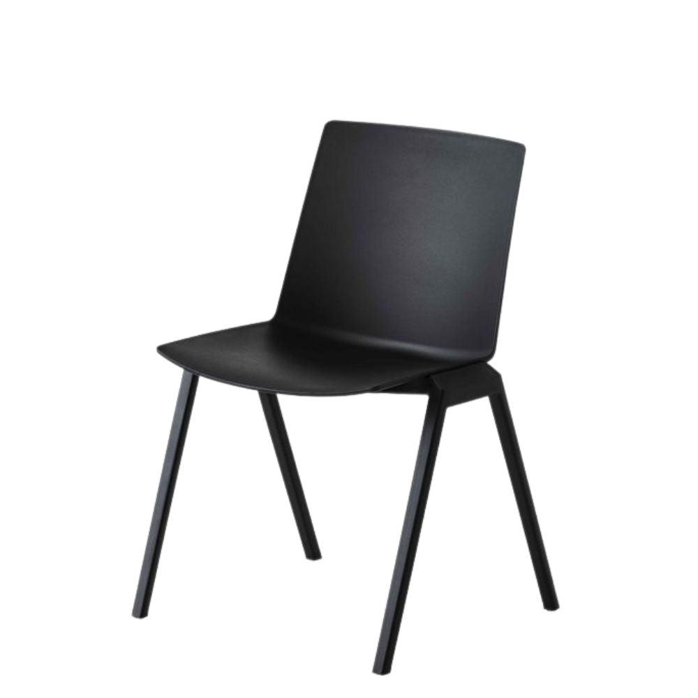 Silla comercial Labenze Jubel IV de tecnopolímero con cuatro patas de acero recubierto apilable