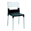 Silla Labenze Diva con respaldo transparente, asiento de polipropileno y patas de aluminio cuadrado