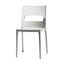 Silla Labenze Diva con respaldo transparente, asiento de polipropileno y patas de aluminio cuadrado