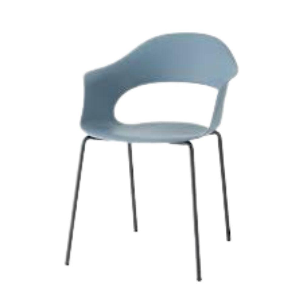 Silla comercial Labenze Lady B con scocca de tecnopolímero y estructura tubular de acero negro