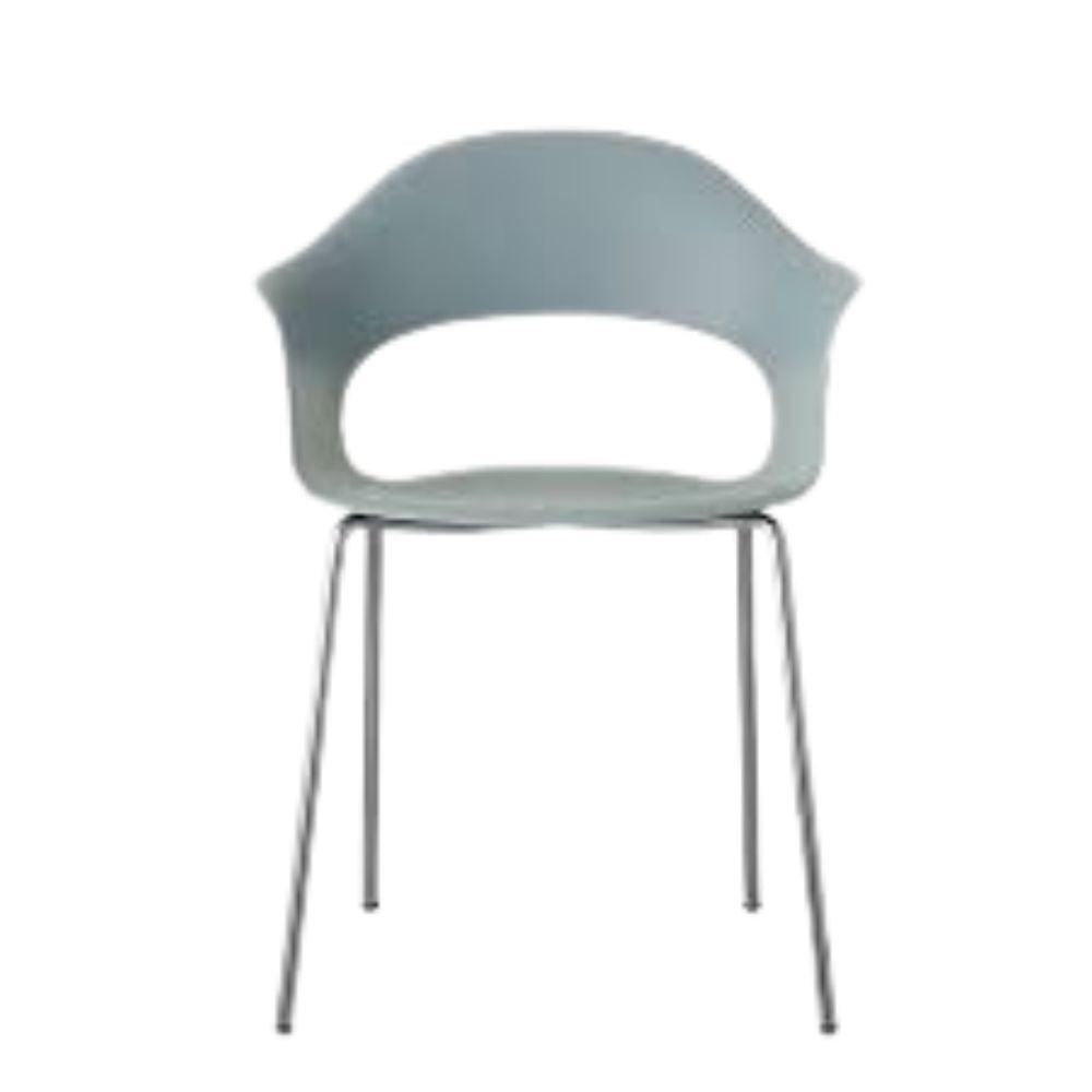Silla Labenze Lady B con scocca en tecnopolímero y patas tubulares de acero cromo, apilable