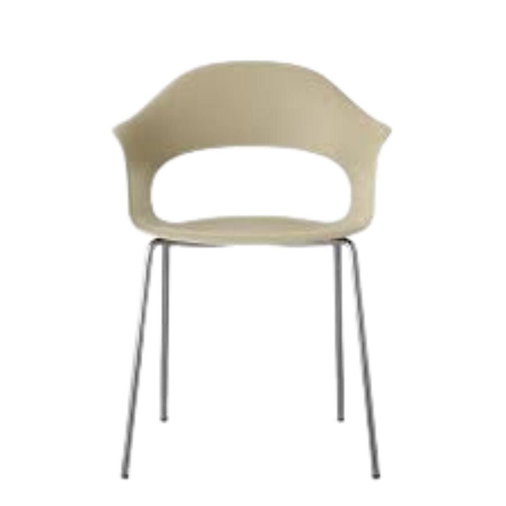 Silla Labenze Lady B con scocca en tecnopolímero y patas tubulares de acero cromo, apilable
