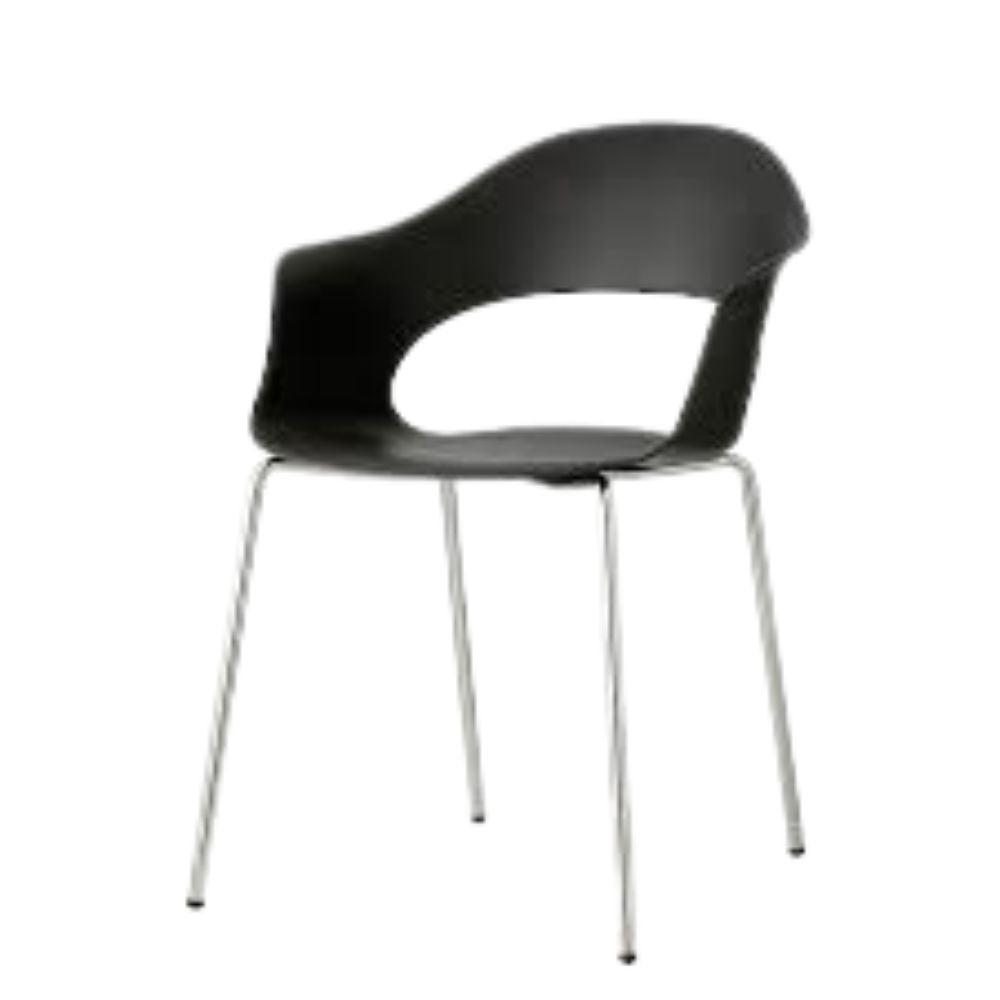 Silla Labenze Lady B con scocca en tecnopolímero y patas tubulares de acero cromo, apilable