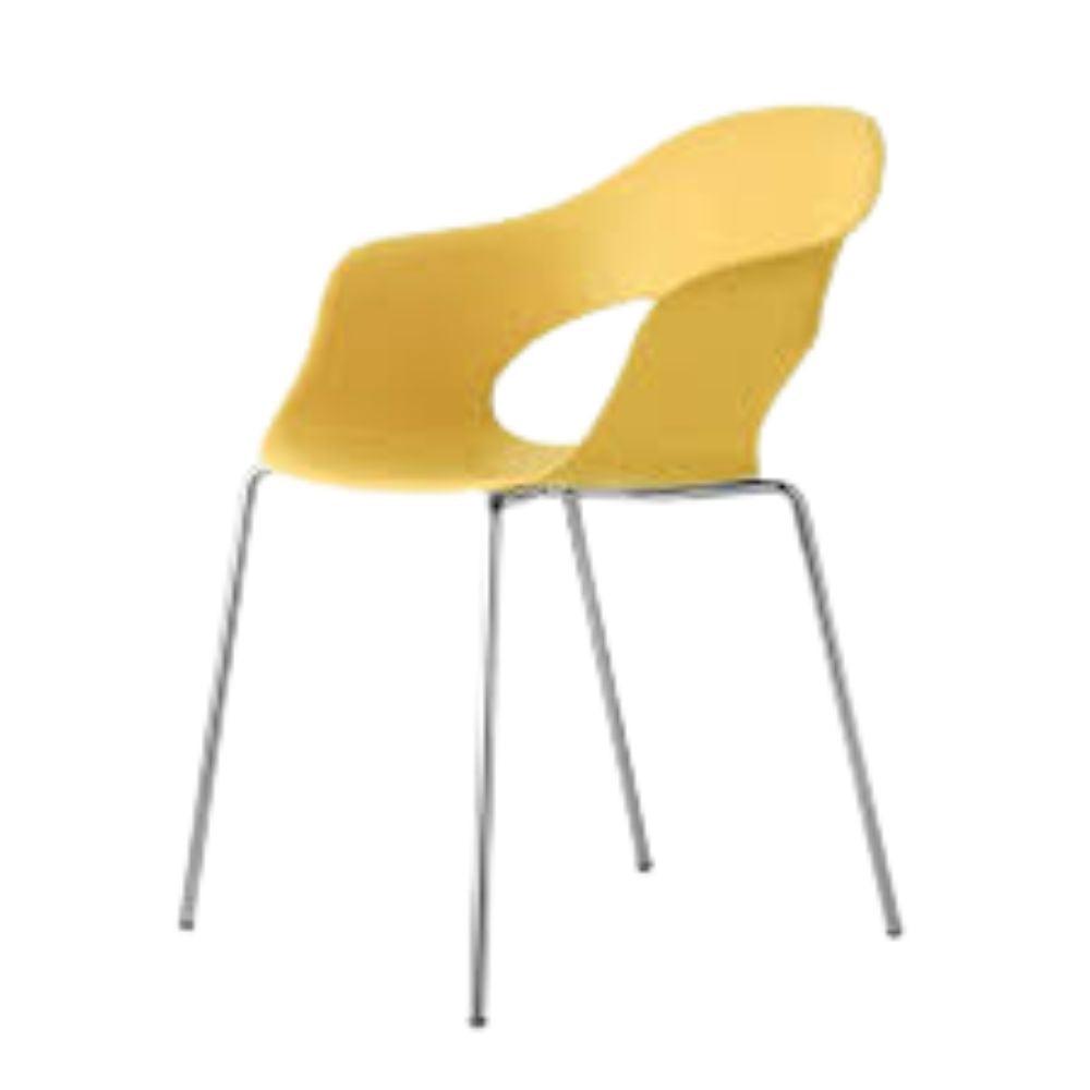 Silla Labenze Lady B con scocca en tecnopolímero y patas tubulares de acero cromo, apilable