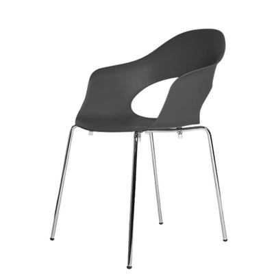 Silla Labenze Lady B con scocca en tecnopolímero y patas tubulares de acero cromo, apilable