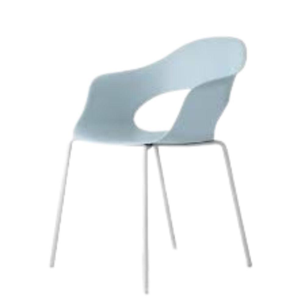 Silla Labenze Lady B 155-22130 apilable con scocca en tecnopolímero y estructura tubular de acero blanco