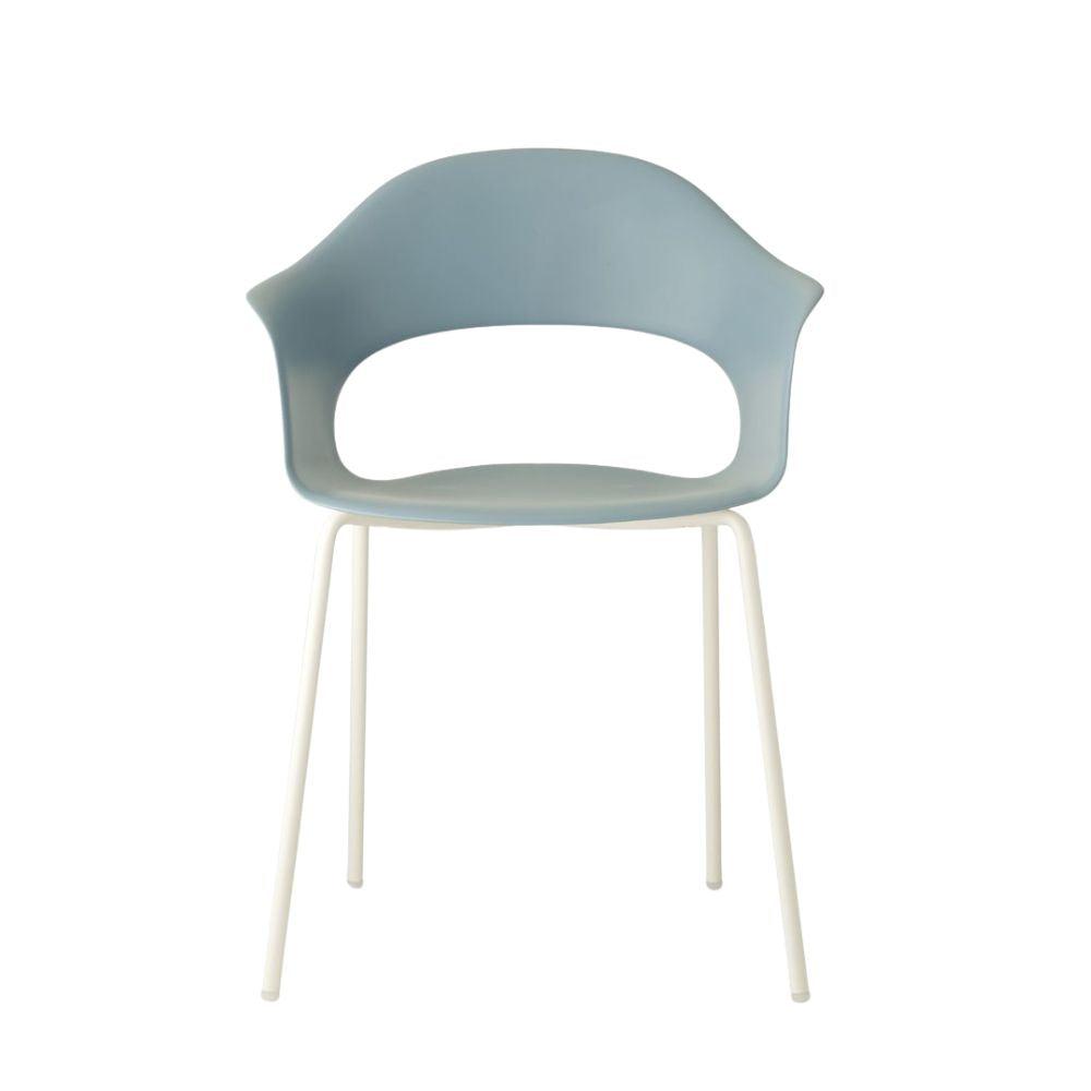Silla Labenze Lady B 155-22130 apilable con scocca en tecnopolímero y estructura tubular de acero blanco